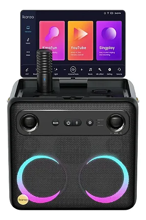 Caixa de Som Ikarao Joog Break X2 C/ 2 Microfones Karaokê