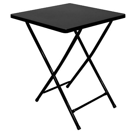 Mesa Açomix Retro Dobrável Quadrada Preta