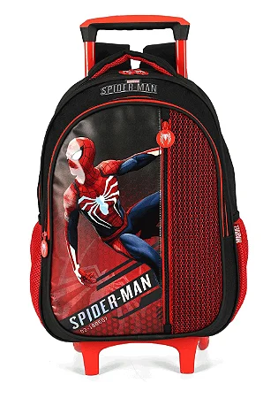 Mochila Infantil C/ Rodas Luxcel Spider-Man Preto - IC43962