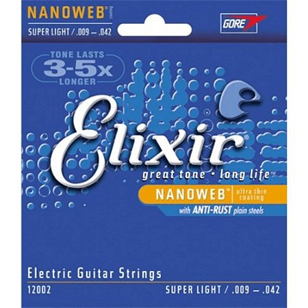 Encordoamento Elixir Guitarra Nanoweb 009-042 Super Light