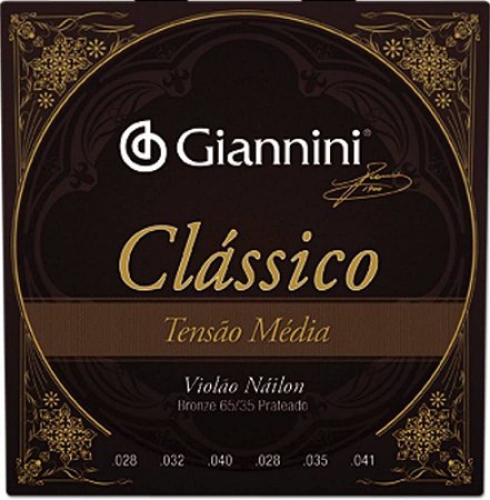 Encordoamento Giannini Classico para Violão Nylon Tensão Media GENWPM