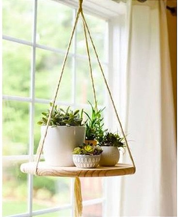 Prateleira Decorativa Com Cordas E Gancho De Fixação