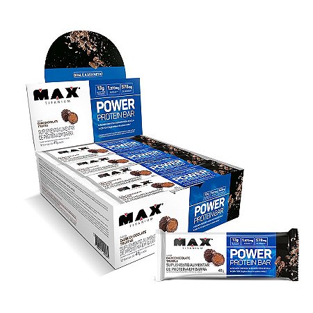 Barra de Proteína Power Protein Bar (41g)  1 caixa - 12 unidades - Max Titanium