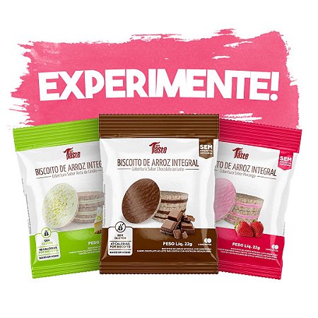 EXPERIMENTE! KIT 3 Biscoitos de Arroz Integral 22g (1 unidade de cada sabor) - Mrs. Taste