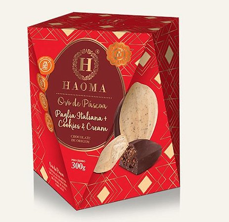 Ovo de Páscoa c/ Whey Protein ZERO AÇUCAR - Paglia Italiana + Cookies & Cream (300G) - HAOMA