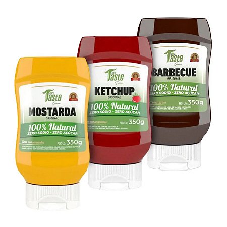 Kit 3 Molhos ZERO 100% Natural- VEGANO (Mostarda, Ketchup, Barbecue) - Mrs Taste Green