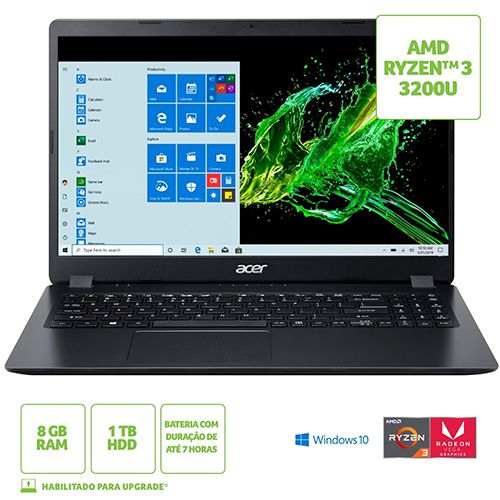 Notebook Acer A315-42-R5W8 AMD Ryzen 3 8GB 1TB W10H
