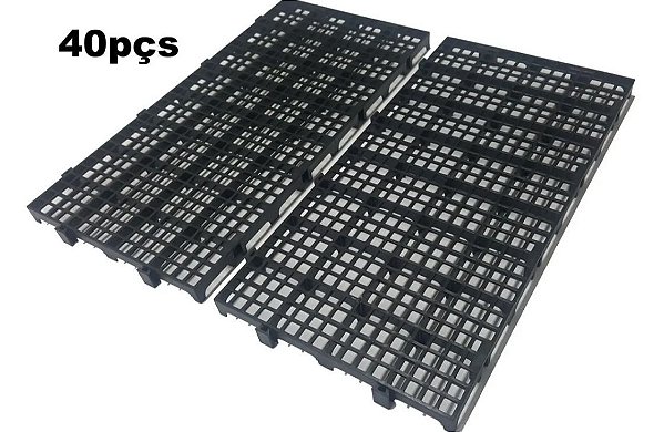 80pçs Palete Estrado Plástico Preto 2,5x25x50cm Pallet