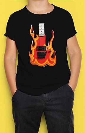 Camiseta Infantil Guitarra Fire