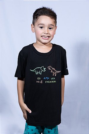 Camiseta infantil Eu amo ver você sorrindo - Preta