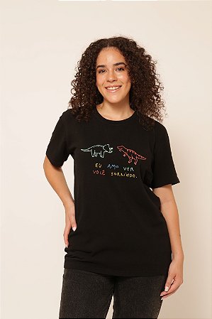 Camiseta Eu Amo Ver Você Sorrindo - Preta