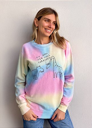 Moletom TIE DYE - Eu Amo Ver Você Sorrindo