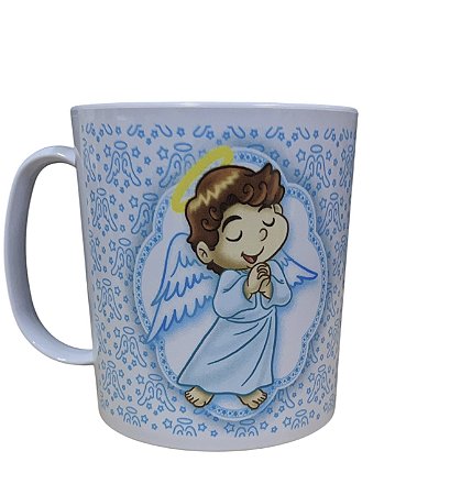 Caneca Acrílica - Anjinho da Guarda - Azul/Menino
