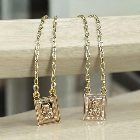 Escapulário - Quadrado Mini - DOURADO