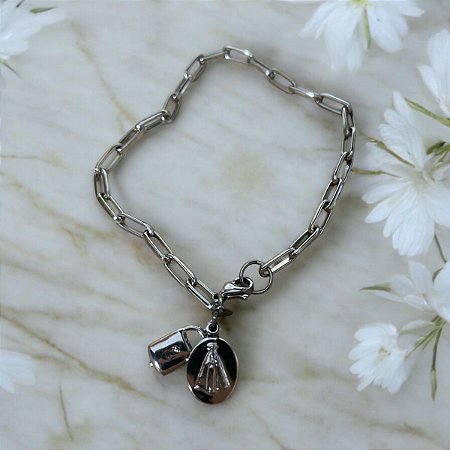 Pulseira - Cadeado - N. Sra. Aparecida - INOX