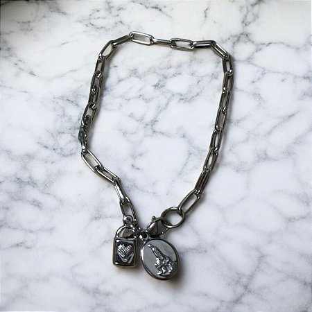 Pulseira - Cadeado - N. Sra. de Fátima - INOX