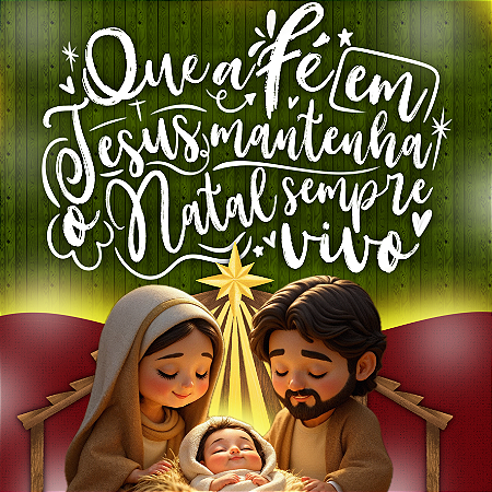 Azulejo - Que a Fé em Jesus Mantenha o Natal sempre vivo - 15x15