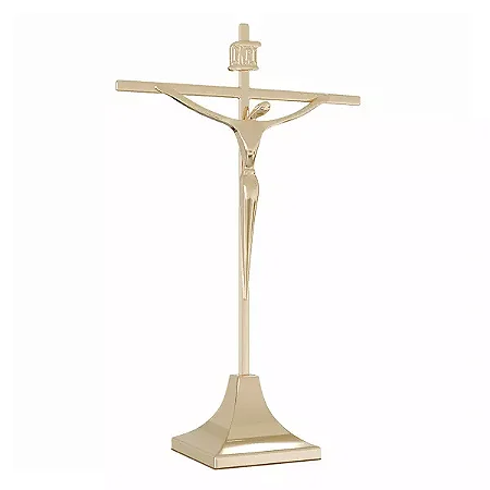 Crucifixo Estilizado - Dourado - c/ base - 31cm