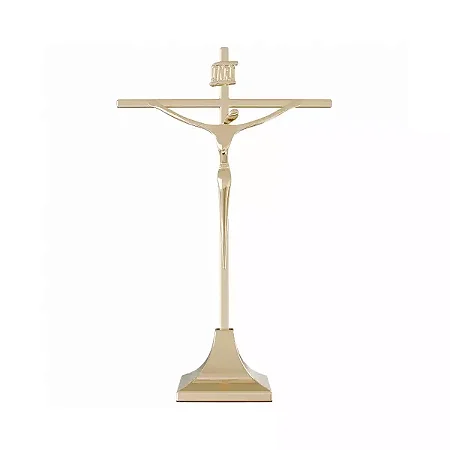 Crucifixo Estilizado - Dourado - c/ base - 22cm