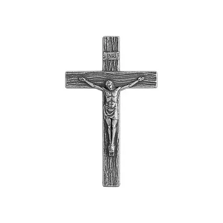 Crucifixo Mini - Jesus Cristo Prata Velha - 9cm