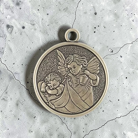 Medalhão de Berço - Anjo Protetor - Ouro Velho - Metal