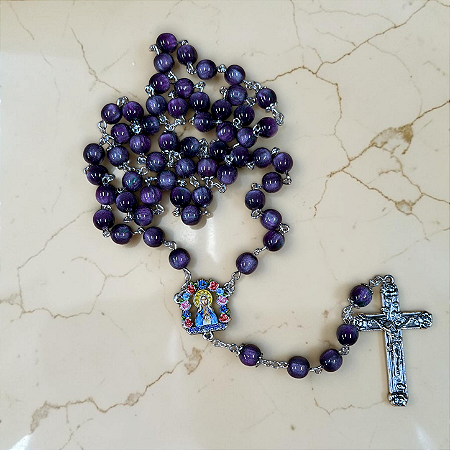 Terço Conta Estilo Mármore - Ave Maria (8mm)
