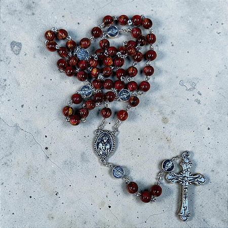 Terço Vermelho - São Carlo Acutis (8mm)