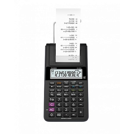 Calculadora Casio HR-8RC-BK com Bobina: 12 Dígitos e Impressão em 2 Cores