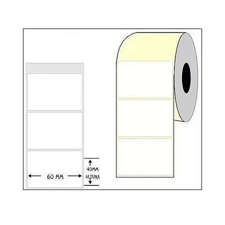 Bobina de Etiqueta Adesiva Térmica 40 x 60 mm p/ Balança Silfer s/ Barreira 22 m