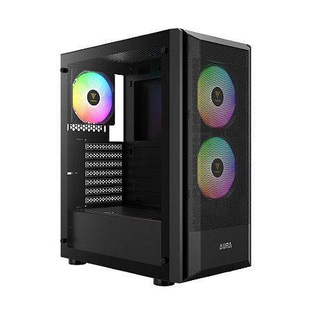 Gabinete Gamer Gamdias Aura GC6 ARGB Preto c/ 3 Fans 120 mm