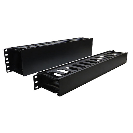 Organizador de Cabos 1U 19" Fechado para Rack Preto - Guia Profissional