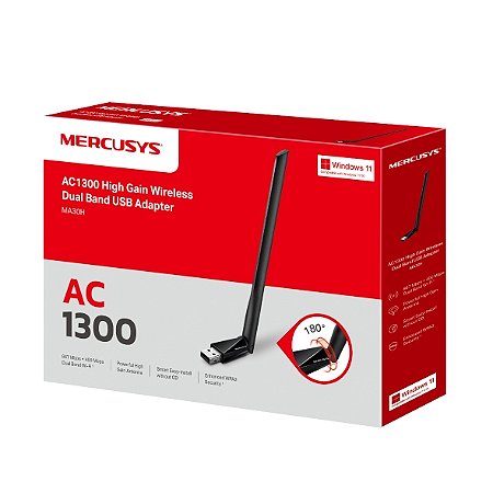 Adaptador USB Wi‑Fi Mercusys AC1300 MA30H Dual Band 1300Mbps