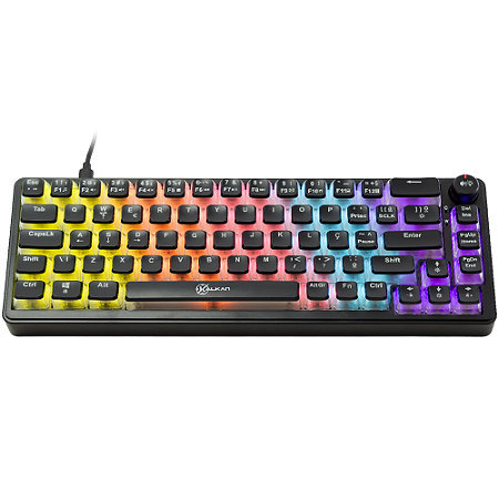 Teclado Gamer Kalkan Drakar 65% Rainbow com Roda de Volume