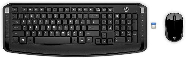 Kit Teclado e Mouse sem Fio HP300 Preto