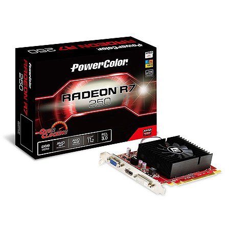 PLACA DE VÍDEO POWER COLOR RADEON R7 250 2GB DDR5 128BITS