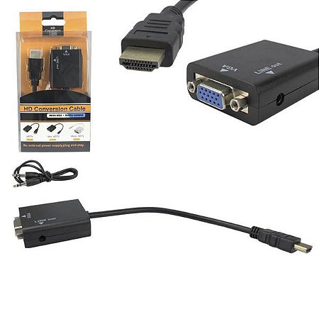 CABO CONVERSOR HDMI MACHO X VGA FÊMEA