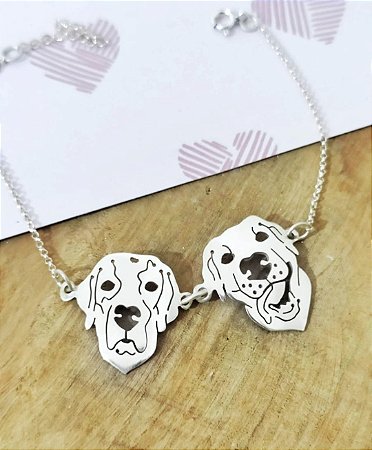 Pulseira Carinha Dois Pets em Prata
