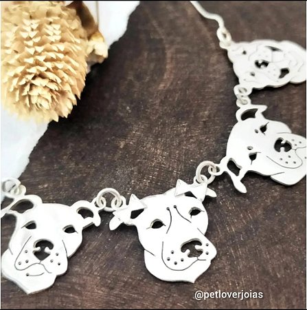 Colar com 4 Pets Prata 925
