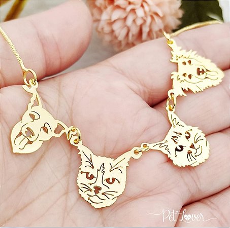 Colar Quatro Pets Banhado a Ouro