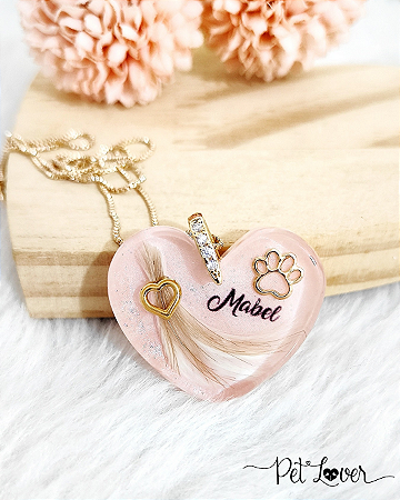 Pingente Coração com Pelinhos – Resina Personalizada