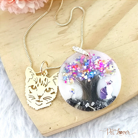 Colar Árvore da Vida com Carinha do Pet Banhado a Ouro