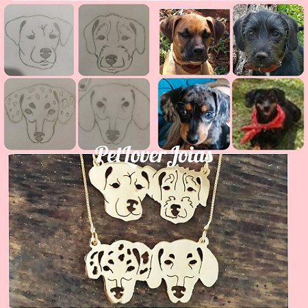 Colar 4 Pets Duplo Banhado a Ouro