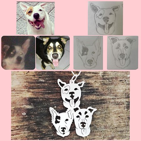 Pingente de Prata 3 Pets Personalizado