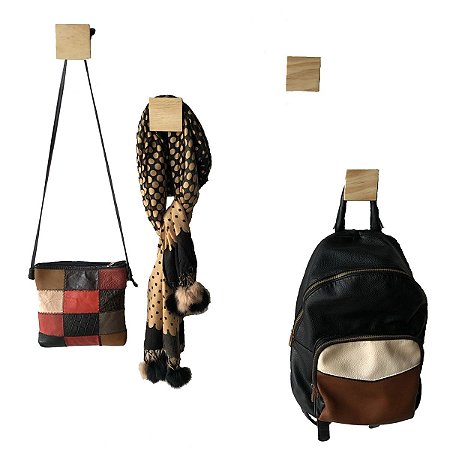 Kit 4 Cabides Quadrados - Suporte Rústico para Pendurar