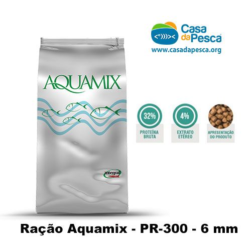 RAÇÃO AQUAMIX PR-300 - 6 MM - 32% - 25 KG