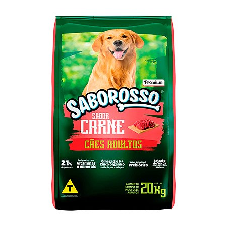 RAÇÃO SABOROSSO - CÃES ADULTOS - SABOR CARNE - 20kg