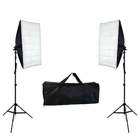 Kit de Iluminação Softbox 50x70cm Duplo com Tripé e Bolsa