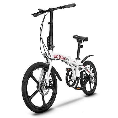Bicicleta Dobrável de Alumínio Aro 20 Two Dogs Pliage Alloy Branca
