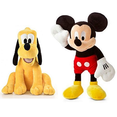 Mickey e Pluto de Boneco de Pelúcia Disney 33cm com Som