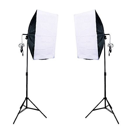 Kit de Iluminação Duplo Foto e Video Luz Contínua Softbox 50x70cm e Tripé